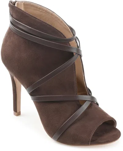 Journee Collection Women's Samara Peep Toe Stiletto Dress Booties In Brown