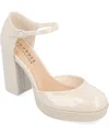 Journee Collection Samarr Womens Round Closed Toe Wedge Heel Pumps In Ivory
