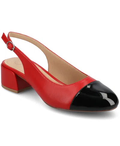 Journee Collection Women's Sammie Block Heel Slingback Pumps In Red