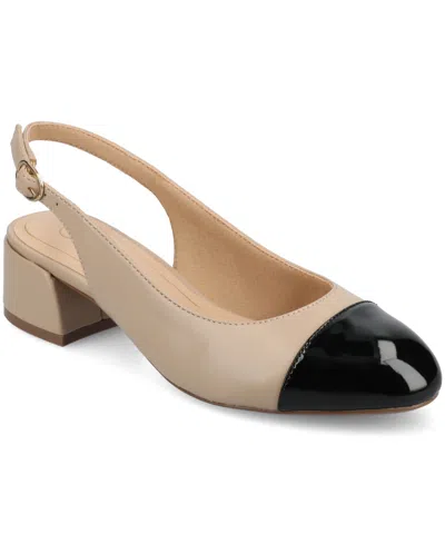 Journee Collection Women's Sammie Block Heel Slingback Pumps In Taupe