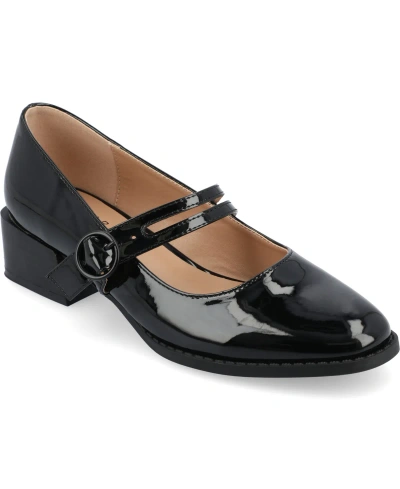 Journee Collection Women's Savvi Mary Jane Flats In Patent,black