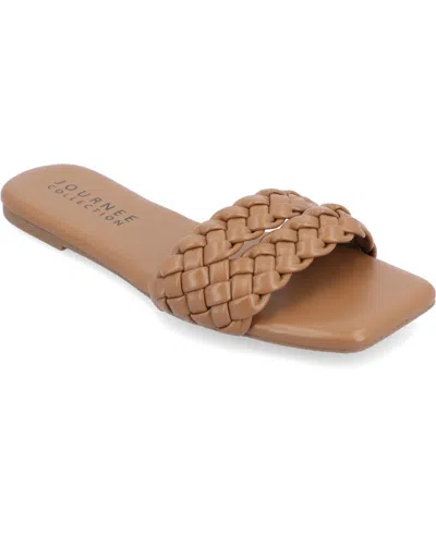 JOURNEE COLLECTION WOMEN'S SAWYERR WIDE WIDTH BRAIDED SQUARE TOE SANDALS