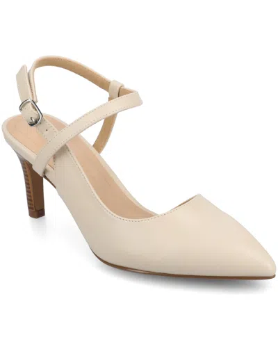 Journee Collection Women's Scipio Pointed Toe Pumps In Bone