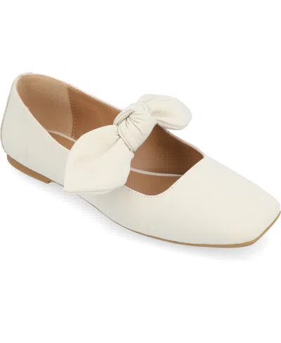 Journee Collection Women's Seralinn Bow Square Toe Flats In Beige