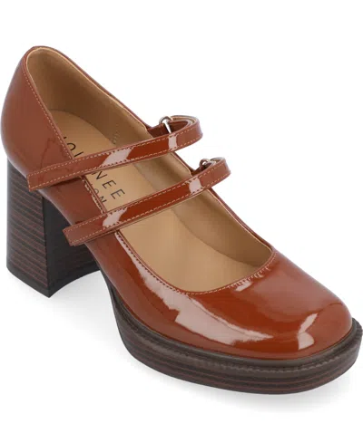 Journee Collection Women's Shasta Platform Heels In Cognac