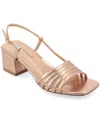 Journee Collection Shayana Block Heel Slingback Sandal In Rose Gold
