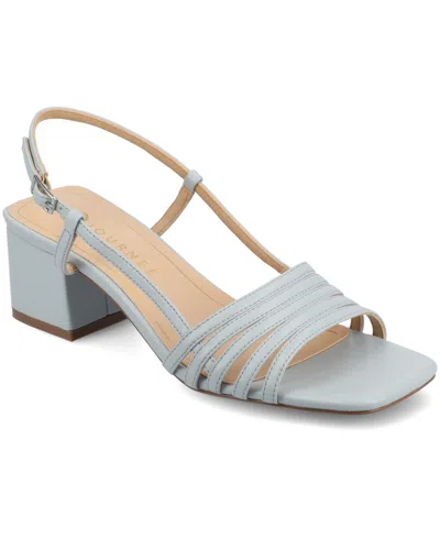 Journee Collection Women's Shayana Slingback Block Heel Sandals In Blue