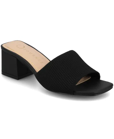Journee Collection Women's Shilin Slip On Knit Dress Sandals In Black