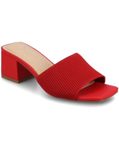 JOURNEE COLLECTION WOMEN'S SHILIN SLIP ON KNIT DRESS SANDALS