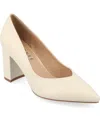 Journee Collection Women's Simonne Supernatural Shades Block Heel Pointed Toe Pumps In Cream