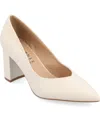 Journee Collection Women's Simonne Supernatural Shades Block Heel Pointed Toe Pumps In Porcelain