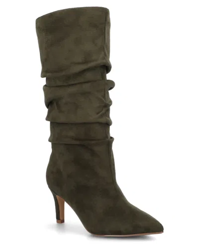 Journee Collection Women's Sonnet Pointed Toe Slouchy Dress Boots In Green