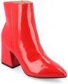 Journee Collection Women's Sorren Tru Comfort Foam Covered Block Heel Pointed Toe Booties Women's Shoes In Patent,red