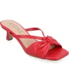 Journee Collection Starling Womens Square Open Toe Kitten Heel Pumps In Red