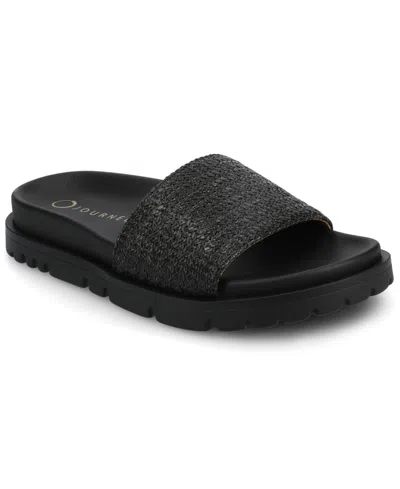 Journee Collection Women's Starr Slide Footbed Flat Sandals In Black