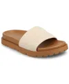 Journee Collection Starr Woven Platform Slide Sandal In White