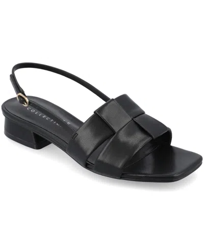 JOURNEE COLLECTION WOMEN'S TABATHA BLOCK HEEL SLINGBACK FLAT SANDALS