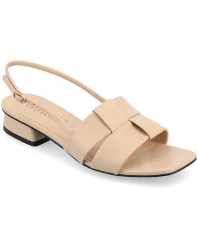 Journee Collection Women's Tabatha Block Heel Slingback Flat Sandals In Nude