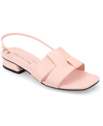 JOURNEE COLLECTION WOMEN'S TABATHA BLOCK HEEL SLINGBACK FLAT SANDALS