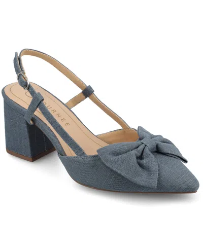 Journee Collection Women's Tailynn Block Heel Pumps In Denim
