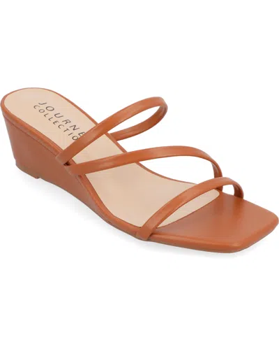 JOURNEE COLLECTION WOMEN'S TAKARAH STRAPPY ASYMMETRICAL WEDGE SANDALS