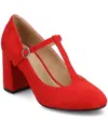 Journee Collection Women's Talani T-strap Almond Toe Dress Pumps