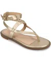 Journee Collection Tangie Snake Embossed Strappy Sandal In Champagne
