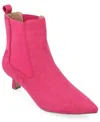 Journee Collection Pointed-toe Vegan Leather Bootie In Fuchsia