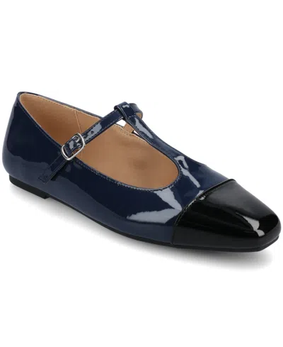 Journee Collection Women's Theah T-strap Cap Toe Mary Jane Flats