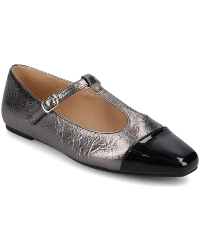 Journee Collection Women's Theah T-strap Cap Toe Mary Jane Flats