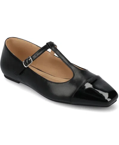 Journee Collection Women's Theah T-strap Cap Toe Mary Jane Flats In Black