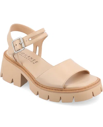 Journee Collection Women's Tillee Treaded Outsole Platform Sandals In Nude