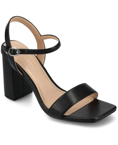 Journee Collection Women's Tivona Square Toe Block Heel Dress Sandals In Black Smooth