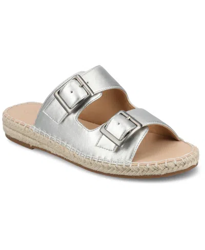 Journee Collection Women's Tresah Double Strap Espadrille Sandals In Silver