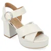 Journee Collection Akeely Block Heel Platform Sandal In White