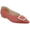 Journee Collection Women's Elowen Tru Comfort Foam Slip On Slim Squared Off Pointed Toe Flats In Red