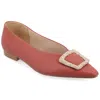 Journee Collection Women's Elowen Tru Comfort Foam Slip On Slim Squared Off Pointed Toe Flats In Pink