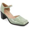Journee Collection Evangeline Block Heel Pump In Patent,green
