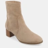 Journee Collection Women's Hayven Tru Comfort Foam Stacked Block Heel Almond Toe Booties In Brown