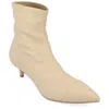 Journee Collection Women's Jadde Pointed Toe Kitten Heel Dress Booties In Tan