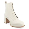 Journee Collection Women's Kalindi Block Heel Combat Booties In White