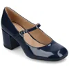 Journee Collection Okenna Womens Square Closed Toe Block Heel Pumps In Blue