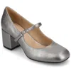 Journee Collection Okenna Womens Square Closed Toe Block Heel Pumps In Silver