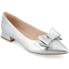Journee Collection Ophelia Bow Pointed Toe Flat In Silver