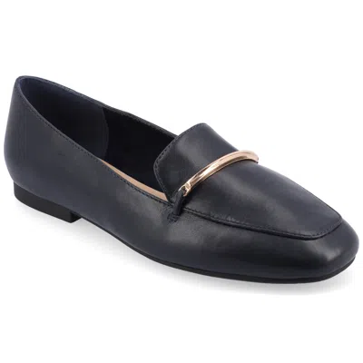 Journee Collection Tru Comfort Foam Wrenn Flat In Navy Faux Leather- Polyester,polyuretha