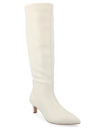 JOURNEE COLLECTION WOMEN'S TULLIP WIDE WIDTH KITTEN HEEL POINTED TOE KNEE HIGH DRESS BOOTS