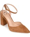 Journee Collection Tyyra Womens Pointed Closed Toe Block Heel Pumps In Brown
