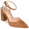 Journee Collection Tyyra Womens Pointed Closed Toe Block Heel Pumps In Brown
