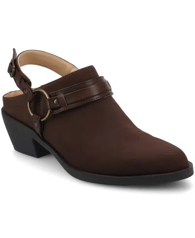 JOURNEE COLLECTION WOMEN'S URBANA POINTED TOE COMFORT CASUAL STRAPPY MULES