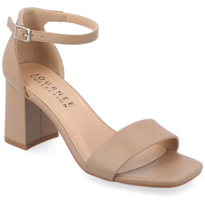 Journee Women's Valenncia Supernatural Shades Tru Comfort Foam Open Square Toe Ankle Strap Sandals In Brown